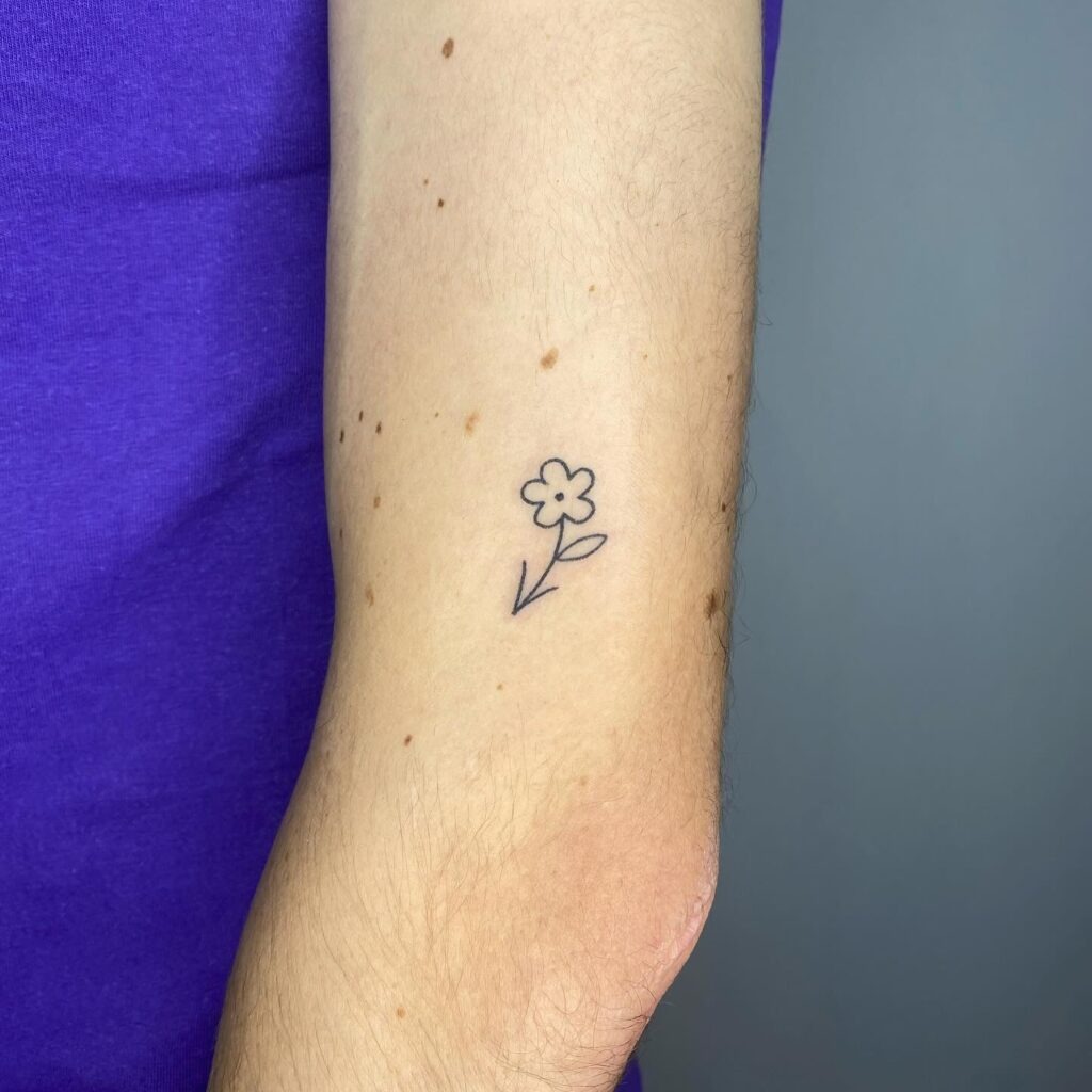 Minimal Doodle Flower Stick and Poke Tattoo Tattoo Design