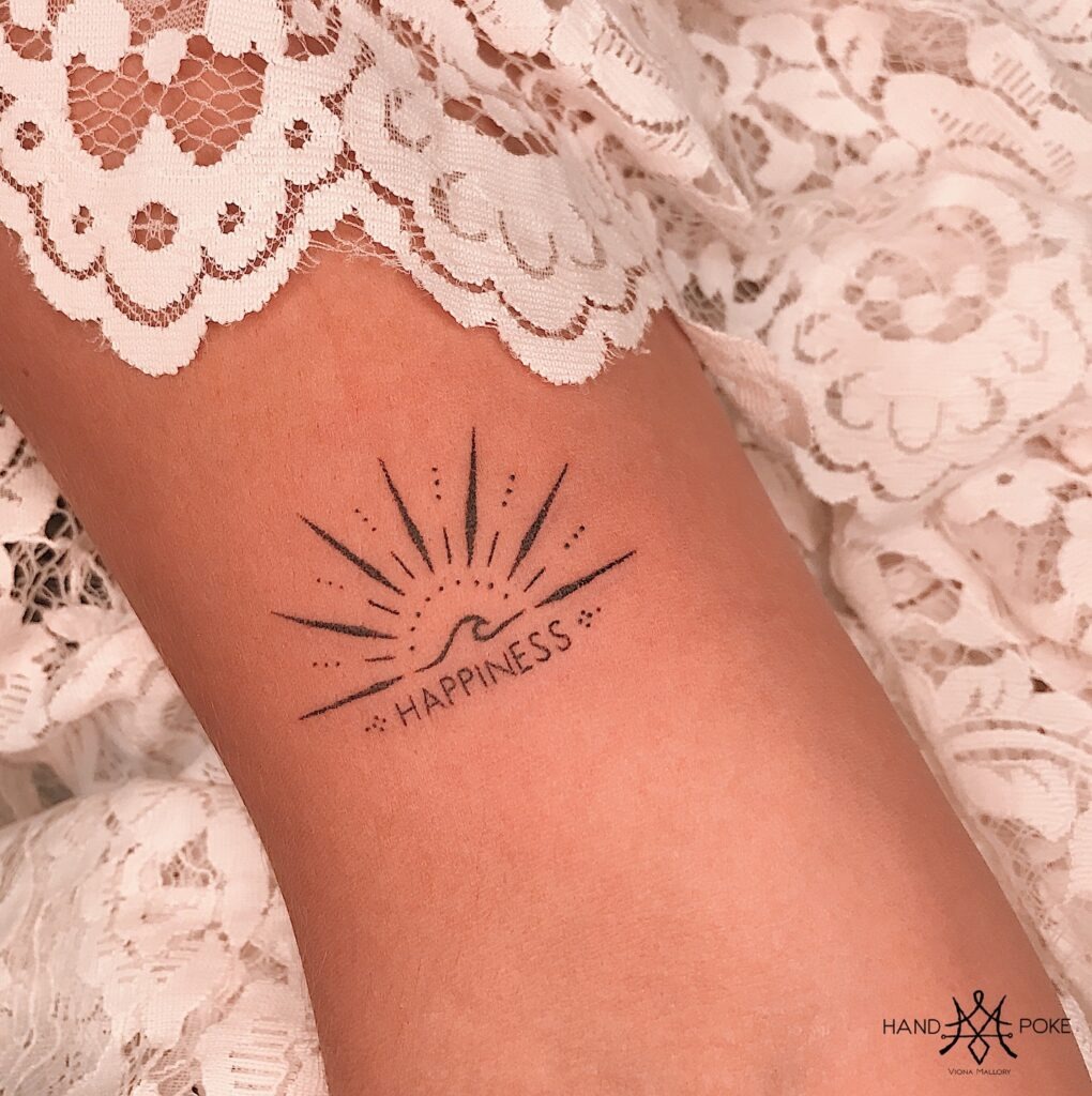 Minimal Sunrise and Wave Stick and Poke Tattoo Tattoo Design