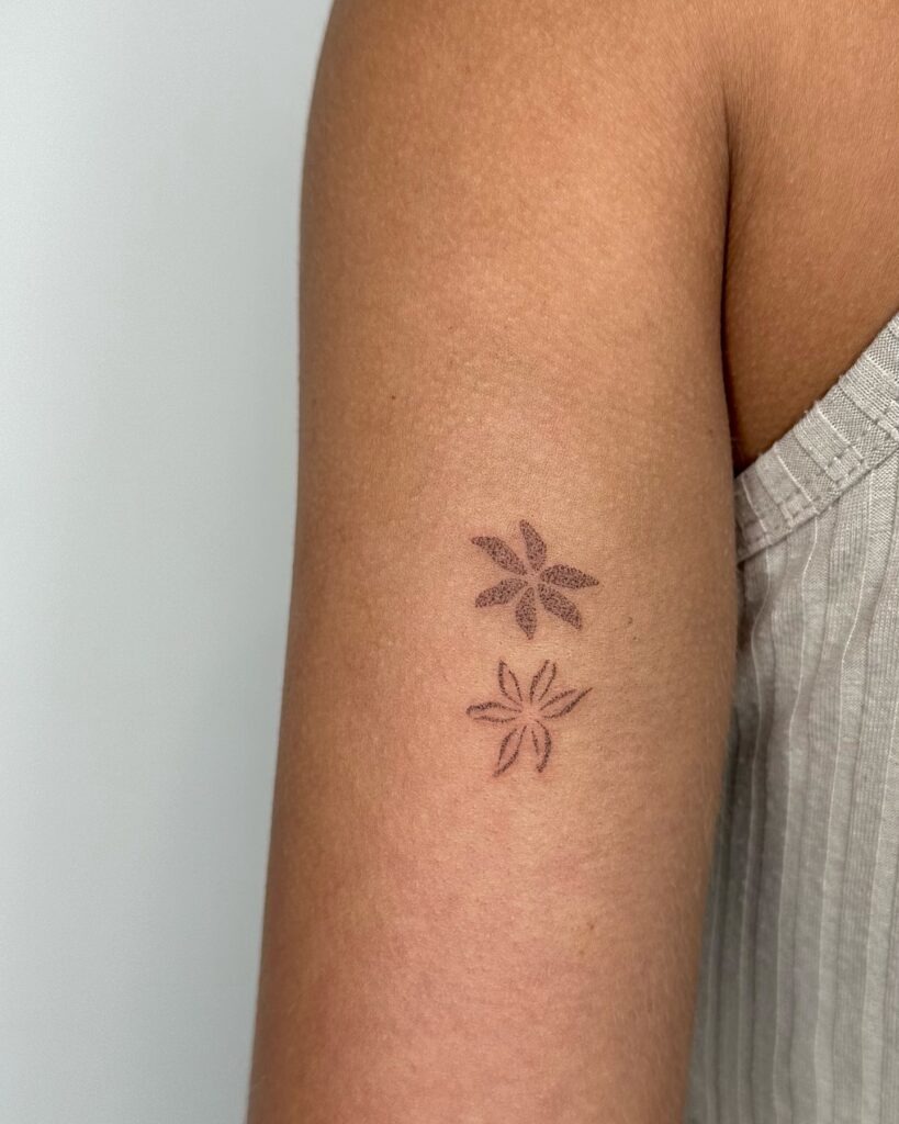 Minimalist Starflower Duo Stick and Poke Tattoo Tattoo Design