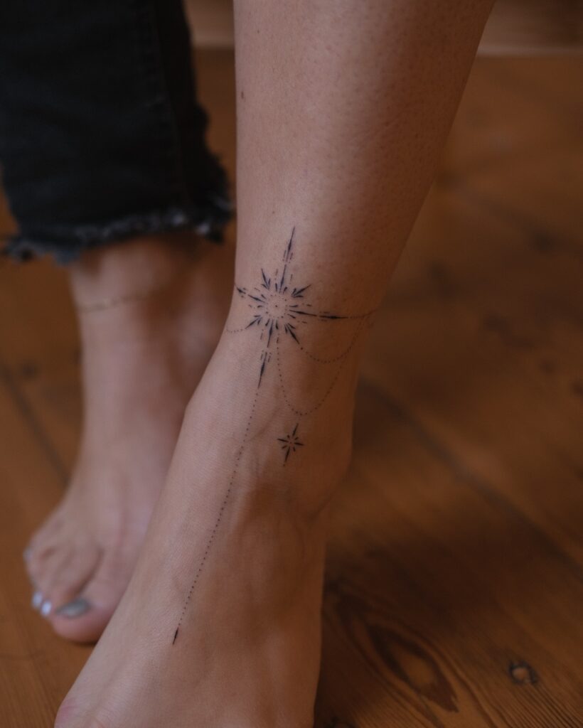 Starlit Ankle Constellation Stick and Poke Tattoo Tattoo Design