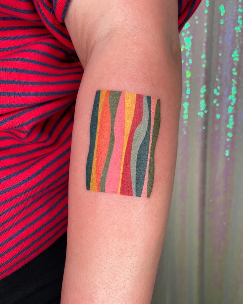 Wavy Rainbow Block Stick and Poke Tattoo Tattoo Design