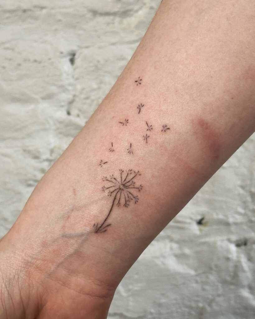 Whimsical Dandelion Stick and Poke Tattoo Tattoo Design