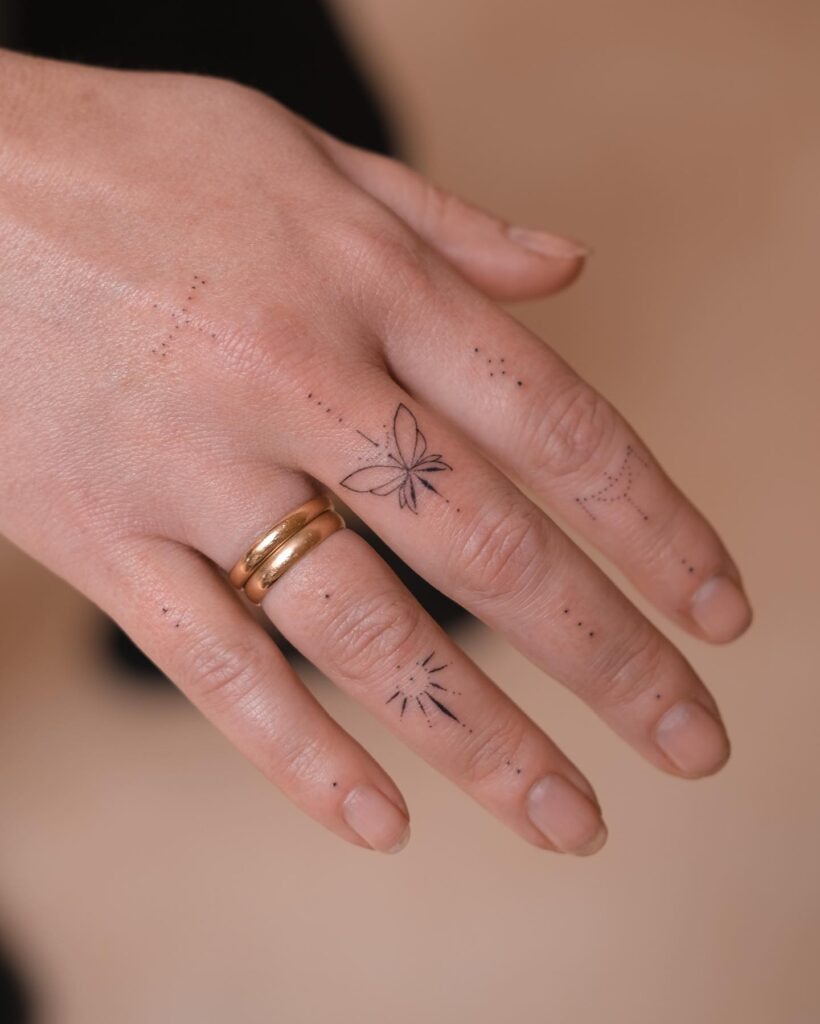 Whimsical Finger Symbols Stick and Poke Tattoo Tattoo Design