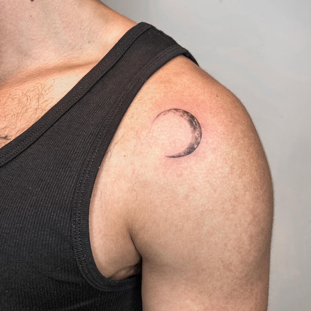 Minimalist crescent moon design on shoulder Tattoo Design