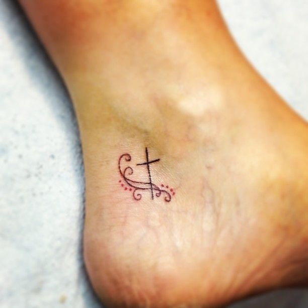 Artistic Cross Ankle Tattoo Tattoo Design