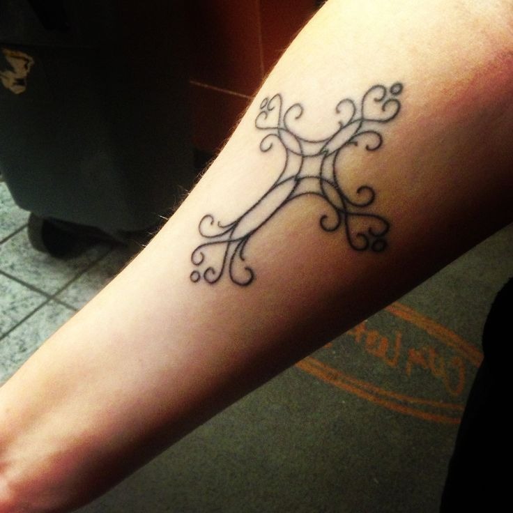 Beautiful Cross Feminine Leg Tattoo Tattoo Design