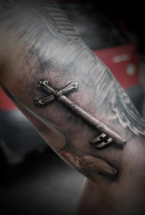 Cross Key 3D Tattoo Cross Tattoo Designs Tattoo Design