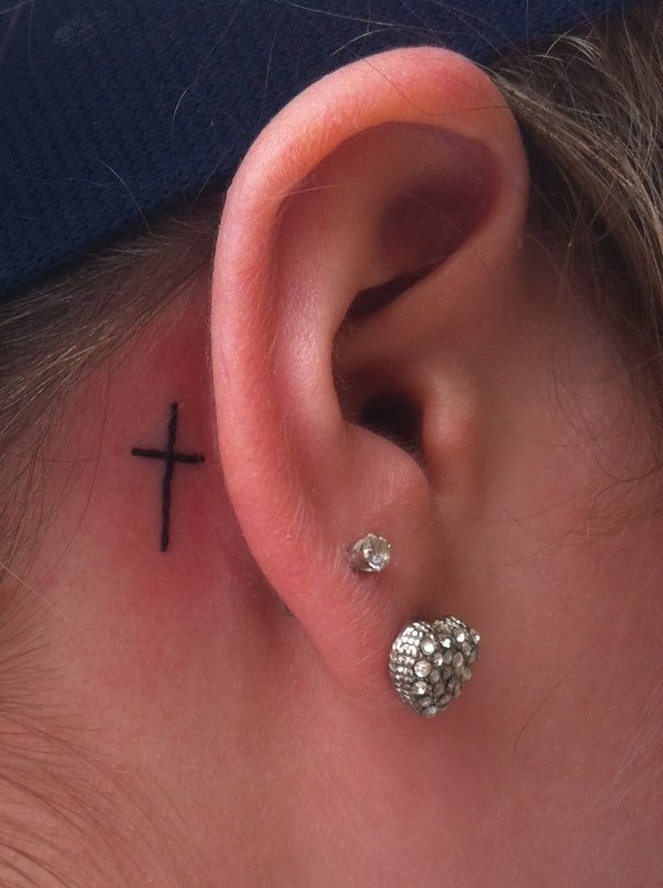 Cross Tattoo Behind Ear Tattoo Design
