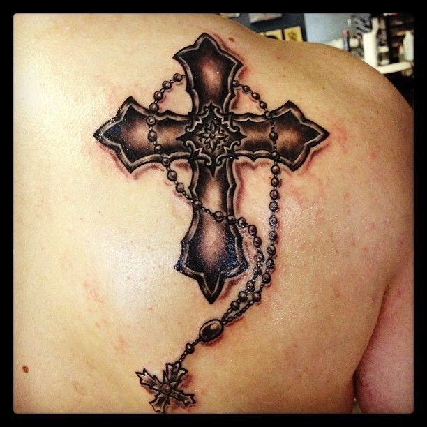 Cross with Rosary Chain Tattoo Tattoo Design