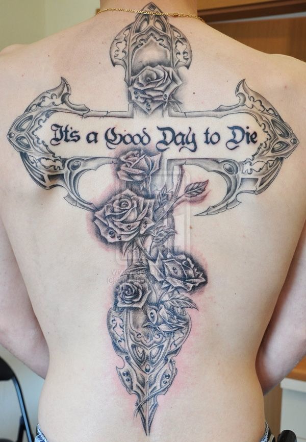 Flower Cross Full Back Tattoo Cross Tattoo Designs Tattoo Design