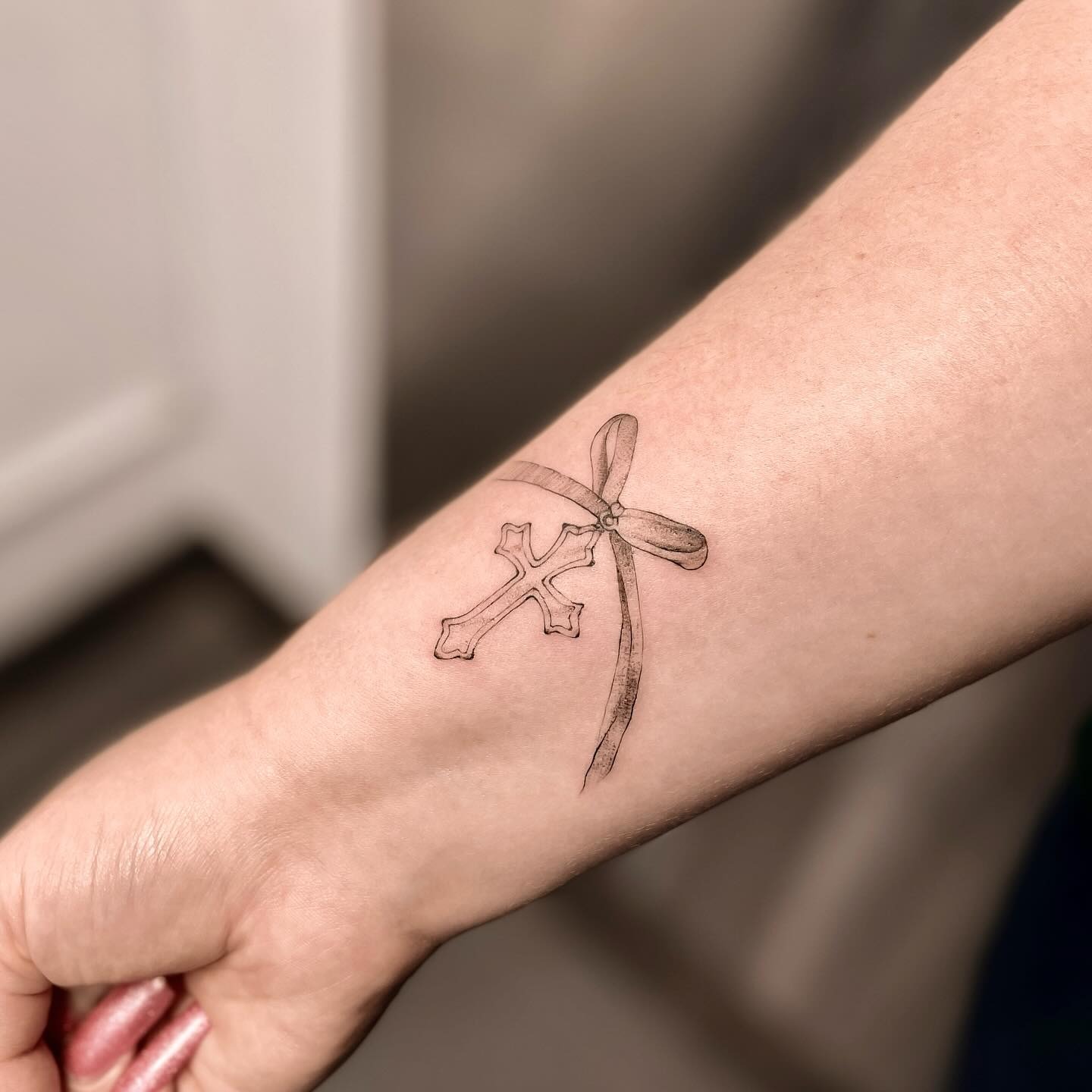 Cross With Ribbon Tattoo Tattoo Design