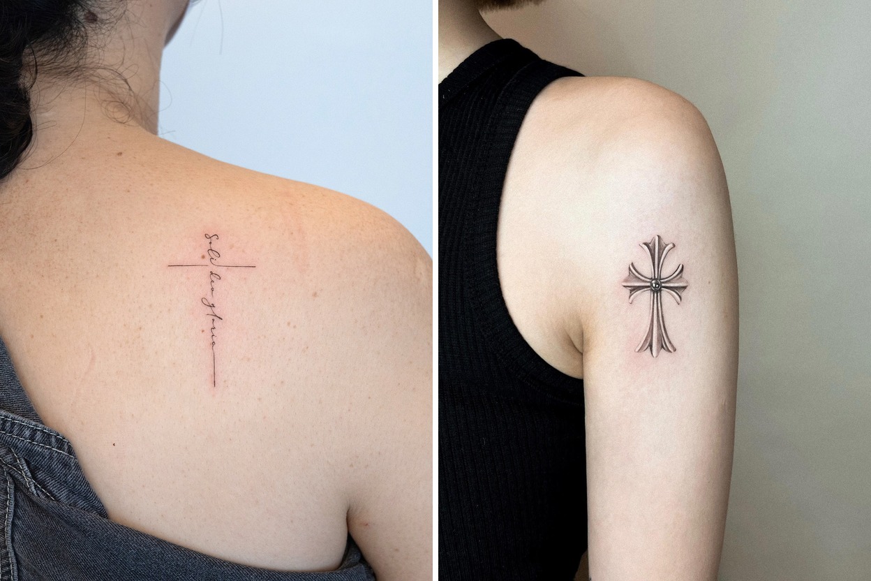 16+ Cross Tattoo Ideas for Women For Expressive Body Art Featured Lookbook Collage