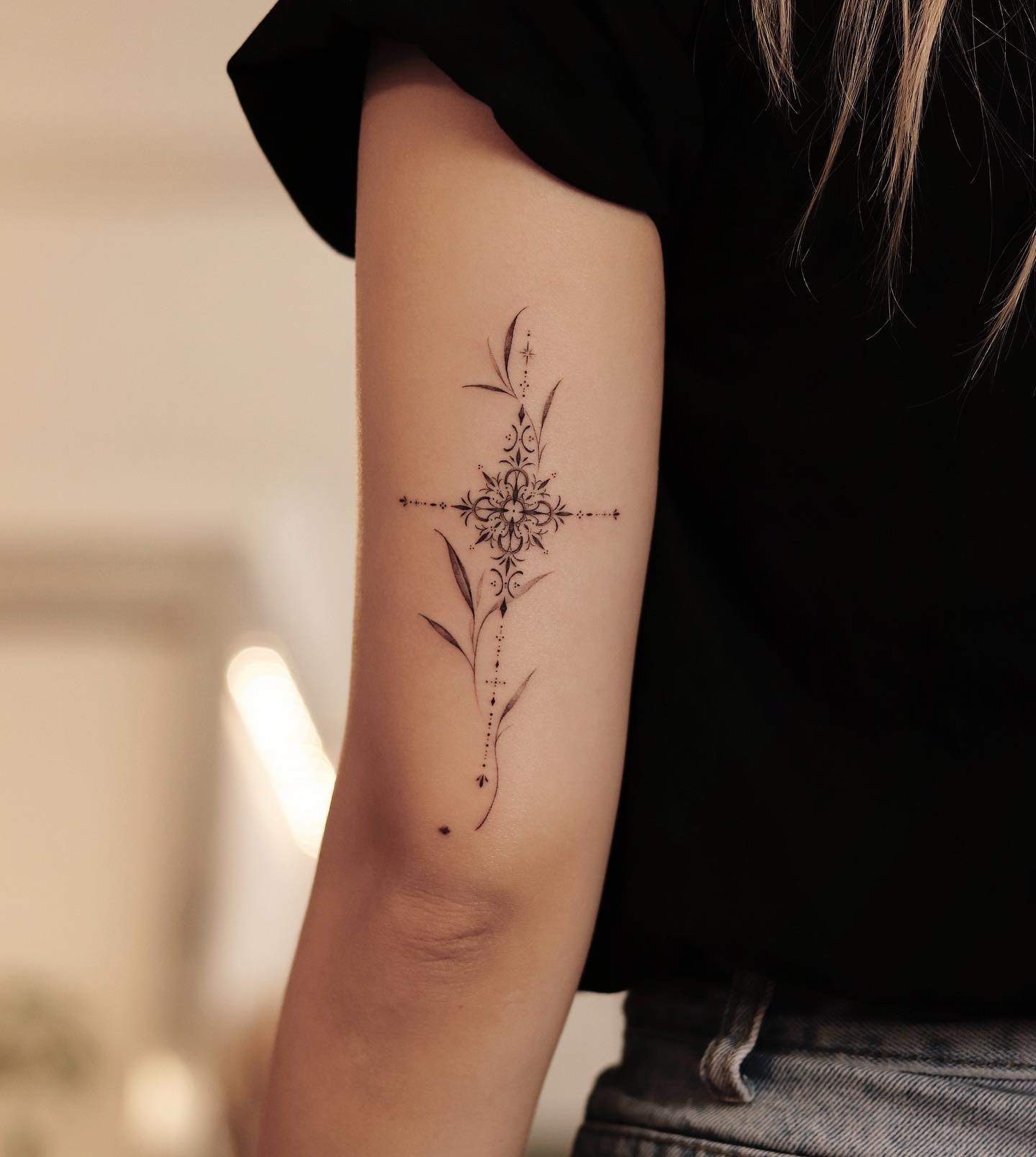 Floral Ornamental Cross Tattoo Tattoo Design