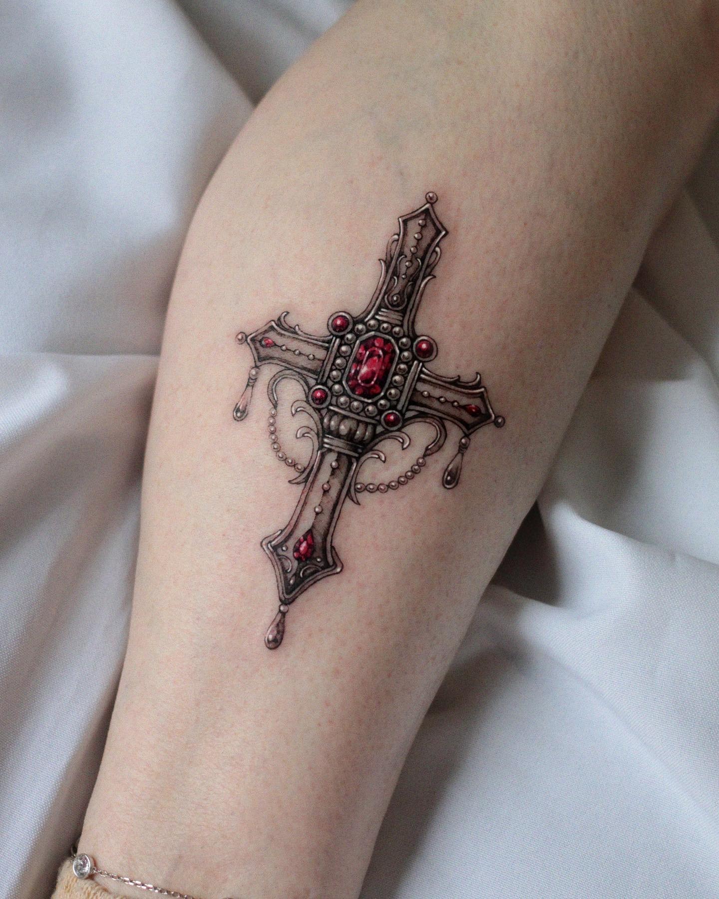 Jeweled Gothic Cross Tattoo Tattoo Design