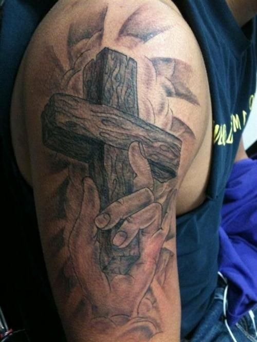 Hand Carrying A Cross Sleeve Tattoo Tattoo Design