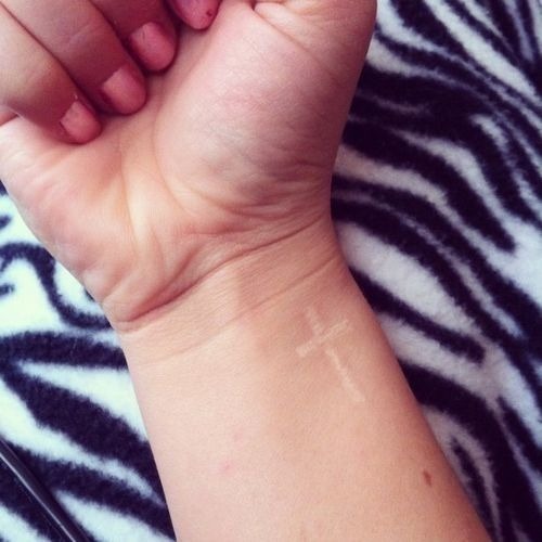 White Ink Cross Wrist Tattoo Tattoo Design