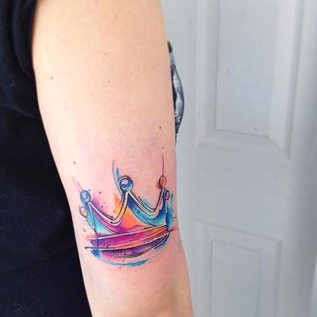 Adorable Pink and Black Crown Tattoo Tattoo Design