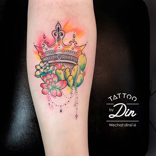 Bejeweled Crown Tattoo for Colored Ink Enthusiasts Tattoo Design Tattoo Design