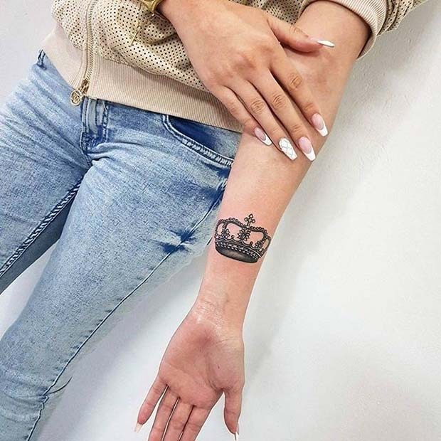Colorful Succulents and Crown Tattoo Tattoo Design