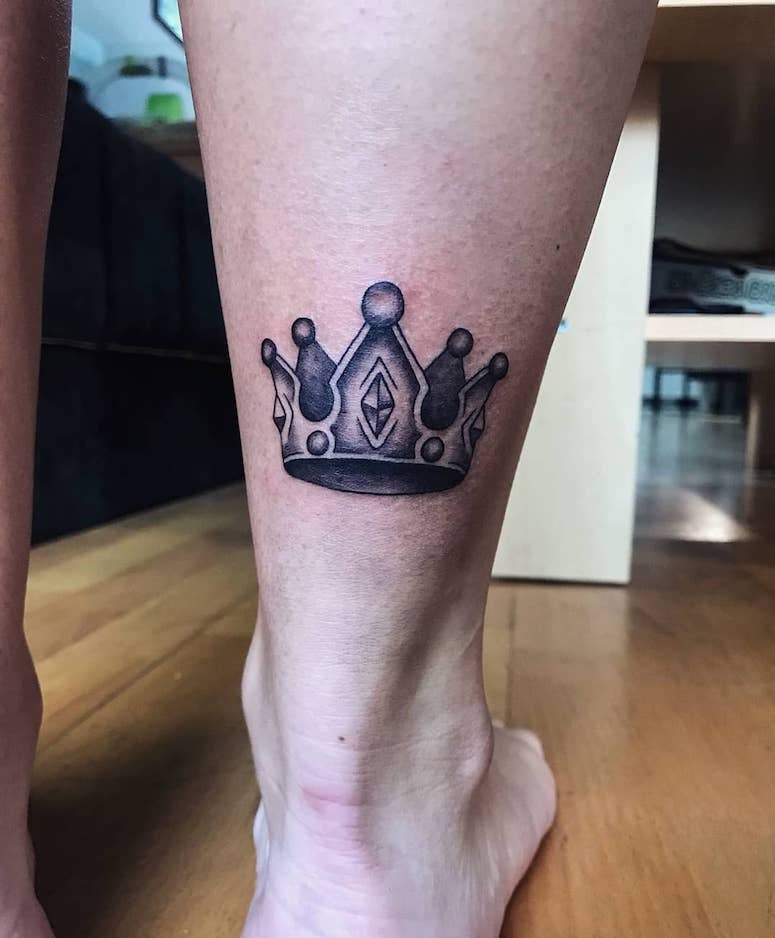 Crown with Coat of Arms Ink Tattoo Design