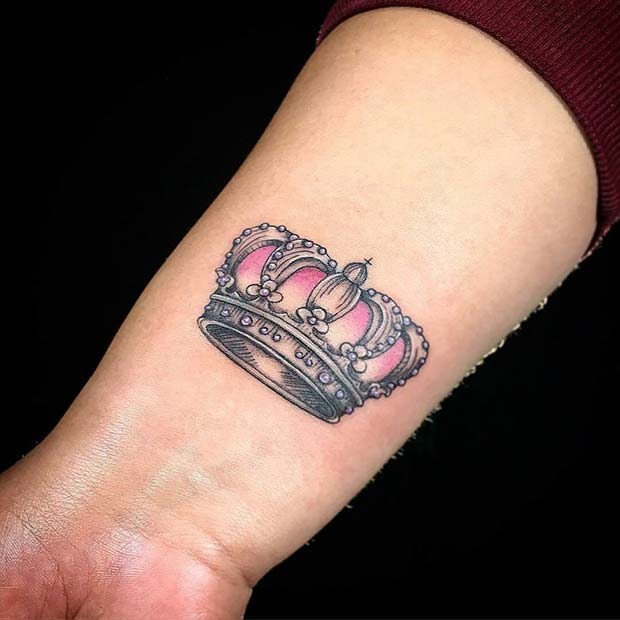 Upper Arm Crown Tattoo with Major Drip Tattoo Design Tattoo Design