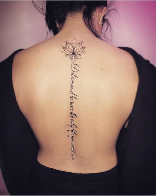 Floral Arrangement with Script Tattoo Design