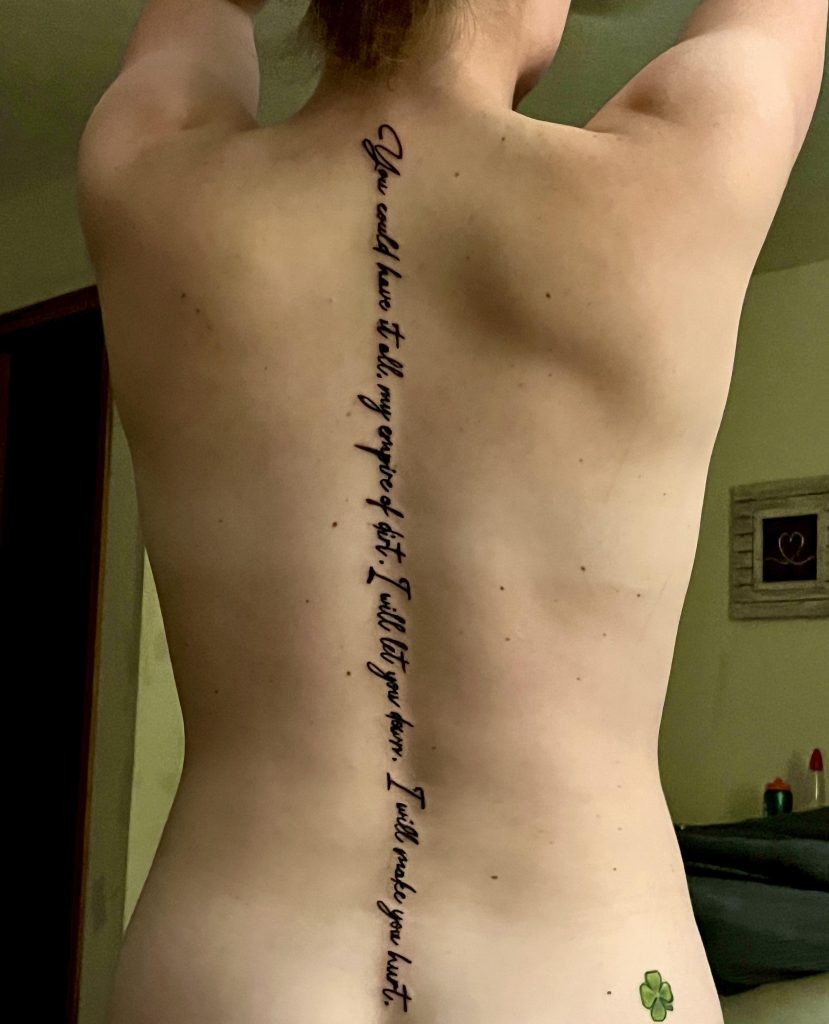 Subtle Spiritual Quote Tattoo Design
