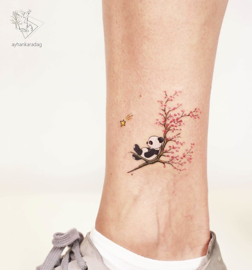 Cherry Tree Climbing Panda Tattoo Tattoo Design