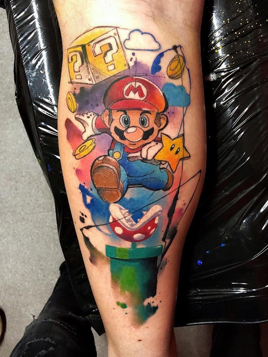 Mario in a Living Color Tattoo Tattoo Design