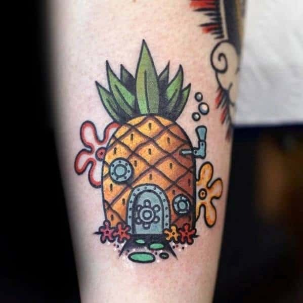 Subtle SpongeBob Tribute With a Pineapple, Small Tattoos Tattoo Design