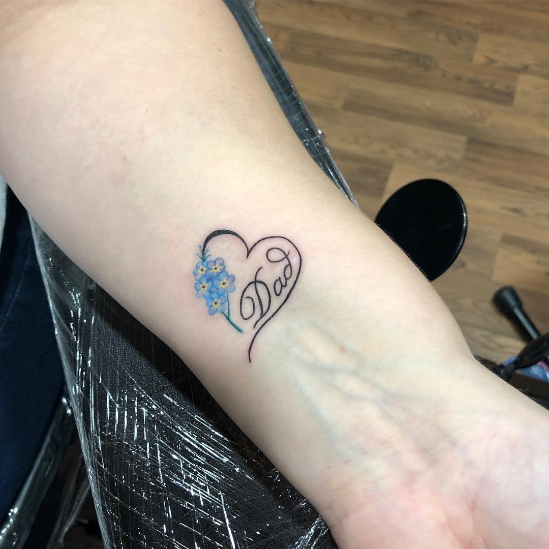 Angel Wings Dad Memorial Tattoo with Dates Tattoo Design