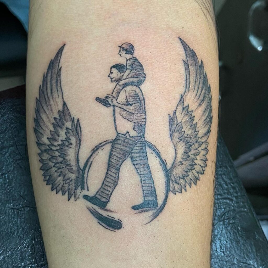 Classic Heart and Banner “Love You Dad” Tattoo Tattoo Design
