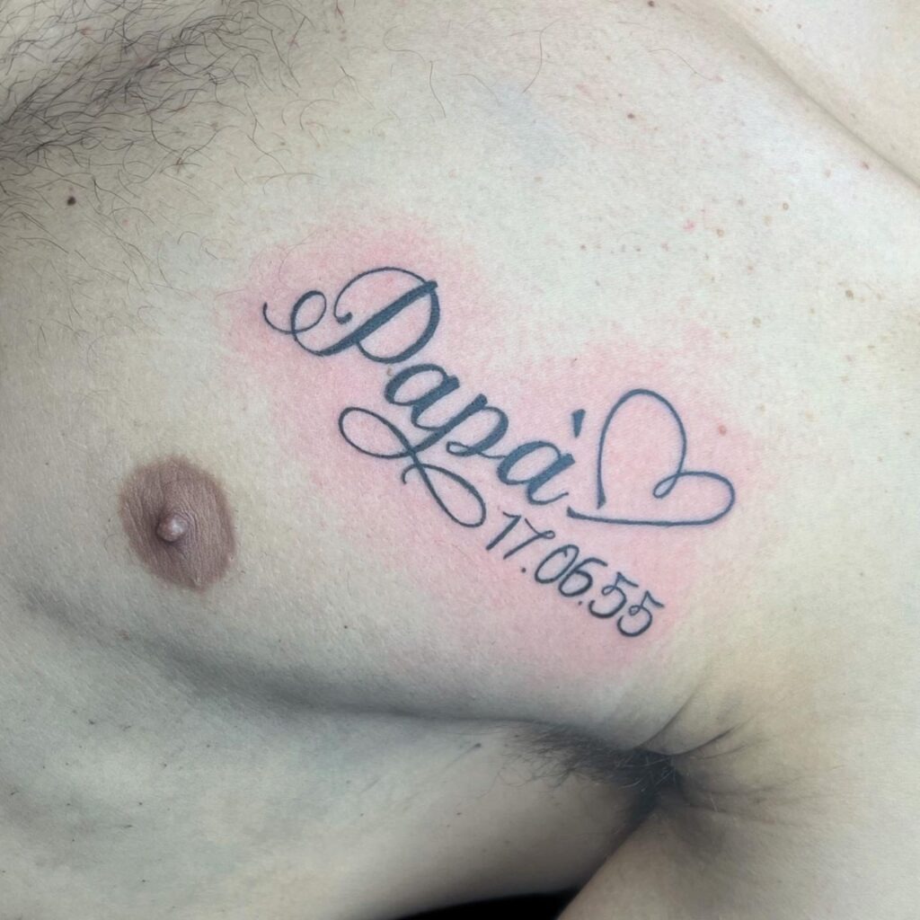 Crow-Themed Dad Memorial Tattoo with Dates Tattoo Design