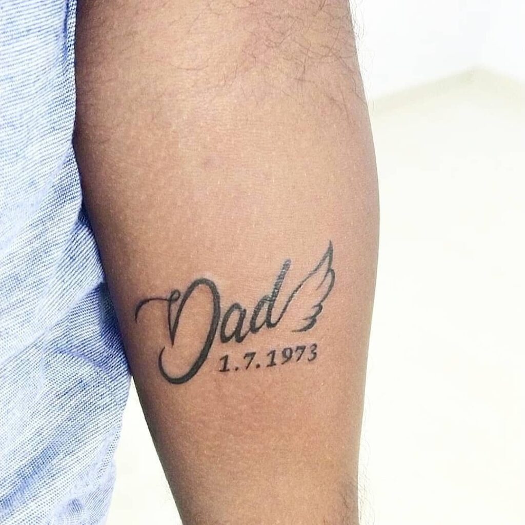 Crowned Dad Memorial Tattoo with Peace Symbol Tattoo Design