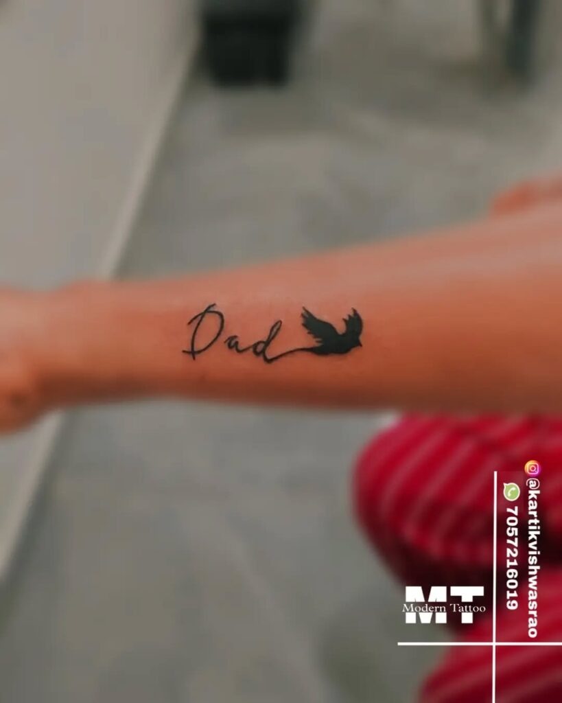 Fading Silhouette Father and Child Memorial Tattoo Tattoo Design