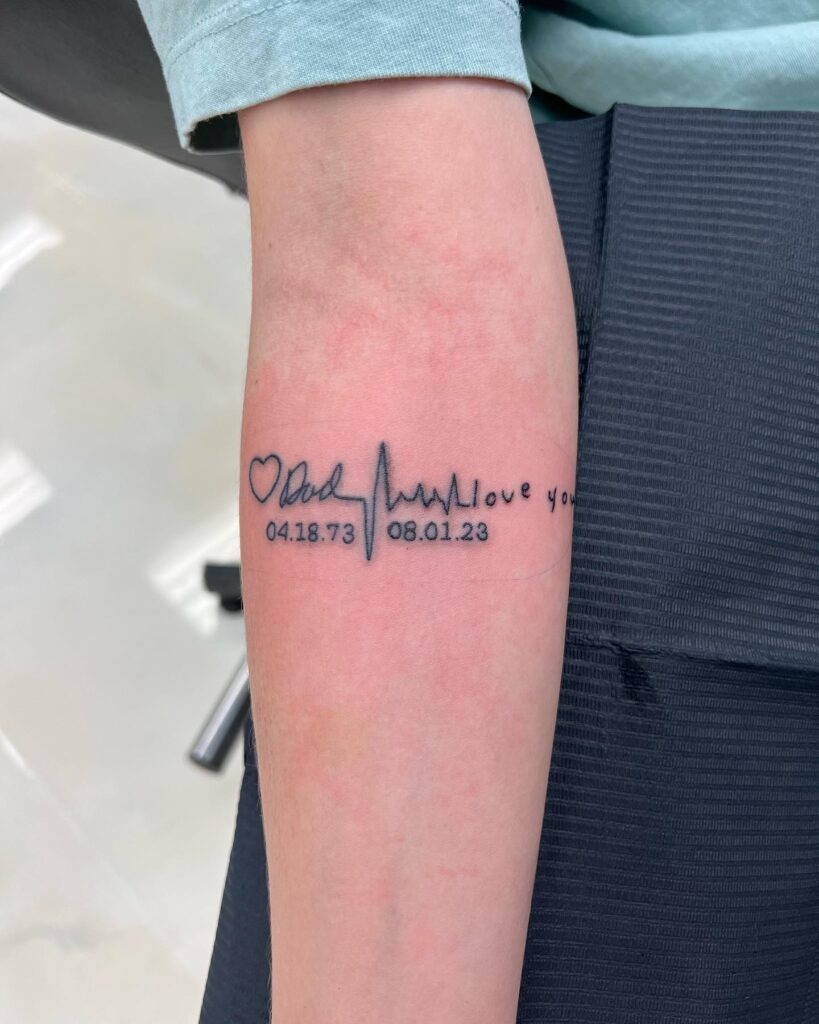 Father and Daughter Walking Memorial Tattoo with Quote Tattoo Design
