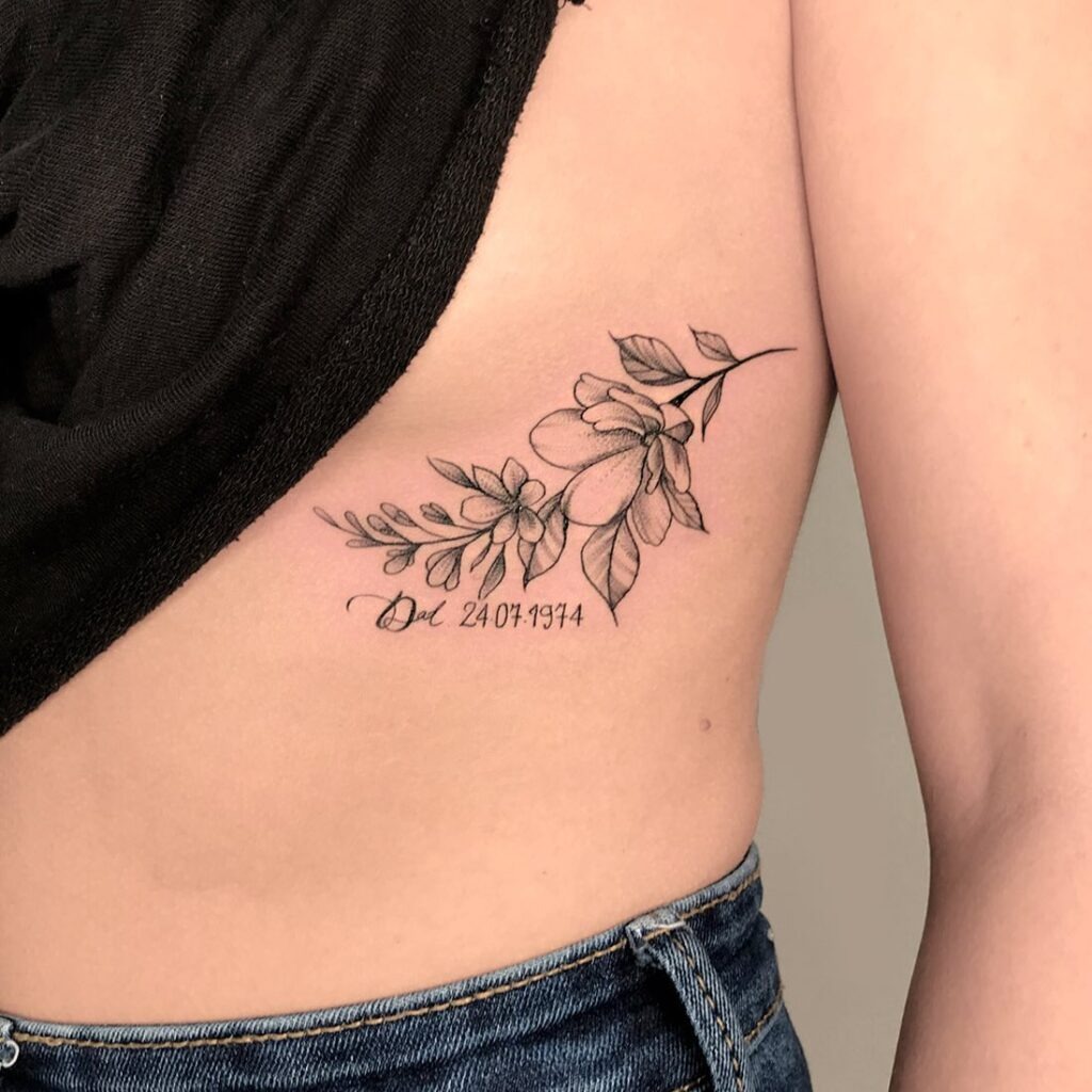 Flying Dove Dad Memorial Tattoo with Handwritten Tribute Tattoo Design