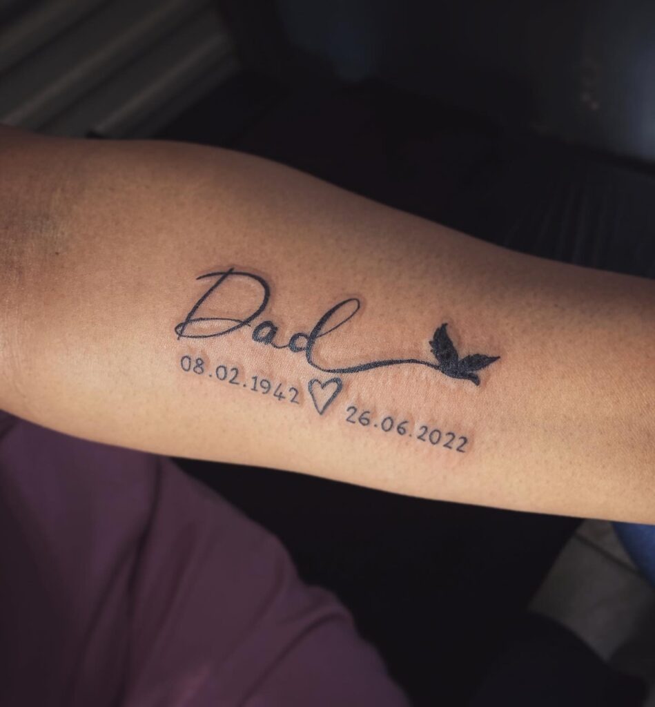 Miller Beer Can Dad Memorial Tattoo with Dates Tattoo Design