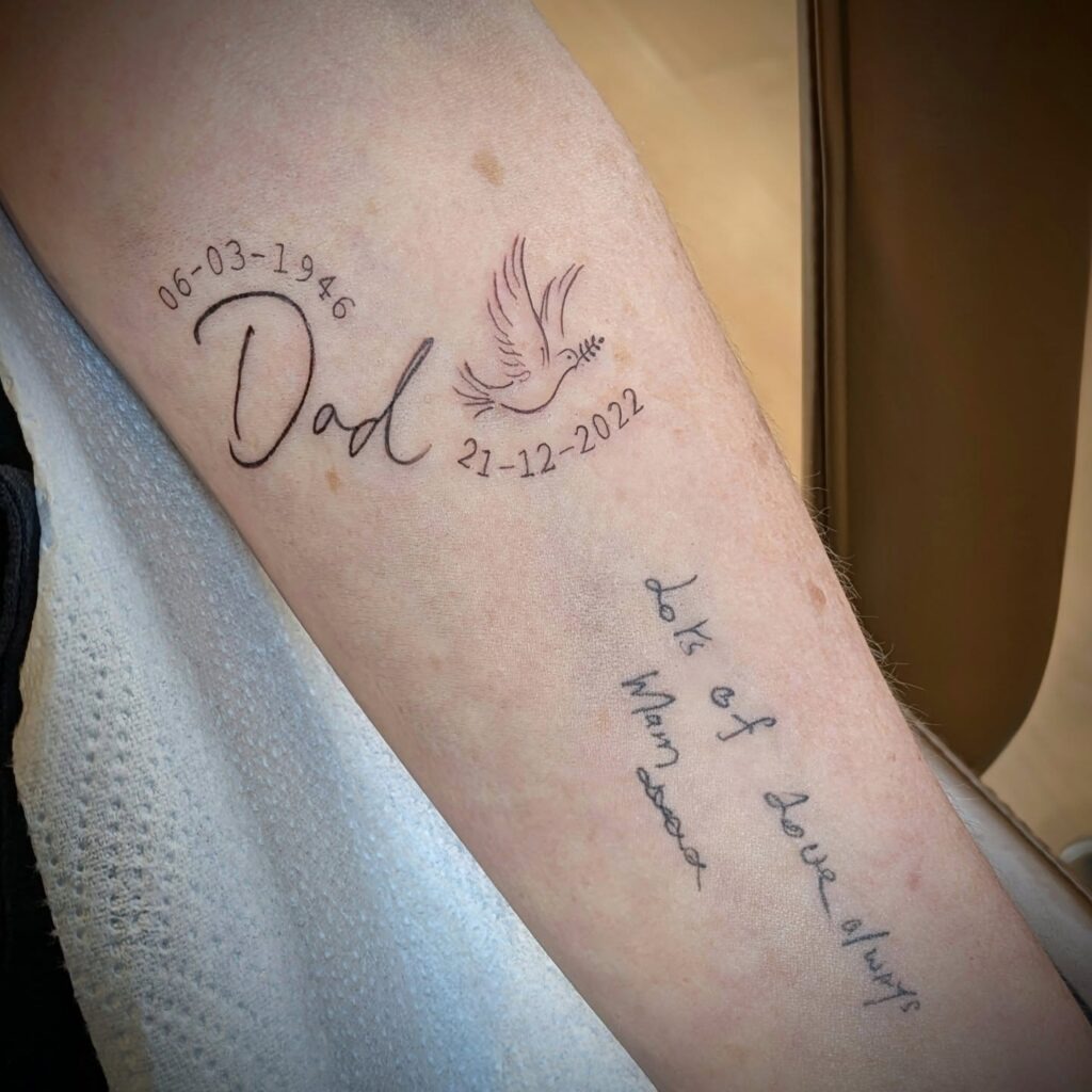 Papa Motorcycle Memorial Tattoo with Dates Tattoo Design