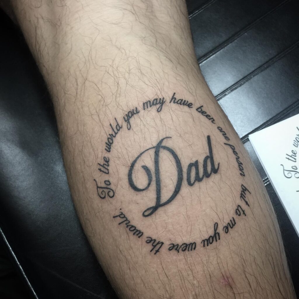 “Dad” with Angel Wing Tattoo Tattoo Design
