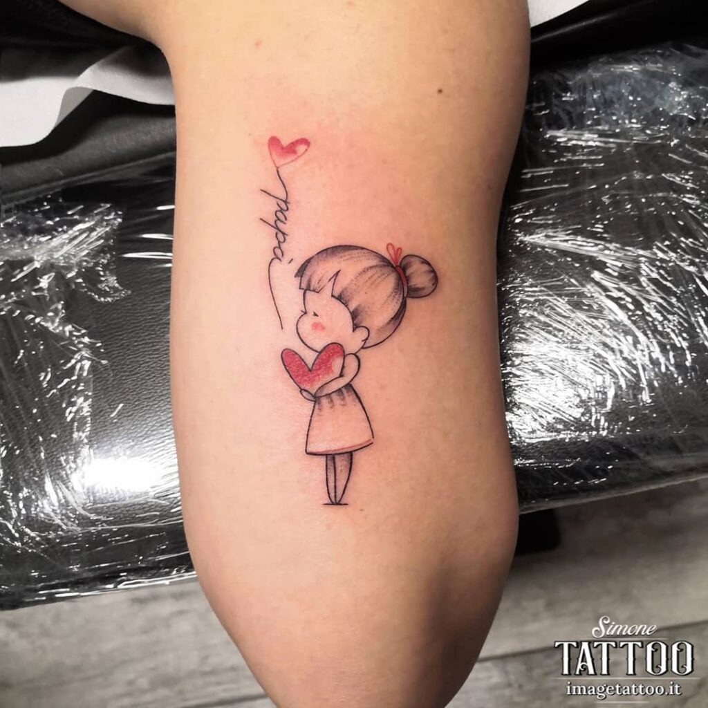 Father and Child Outline Tattoo Tattoo Design