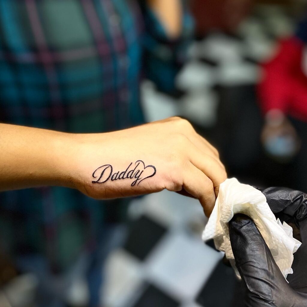 Memorial Tattoo with Dad’s Signature Tattoo Design