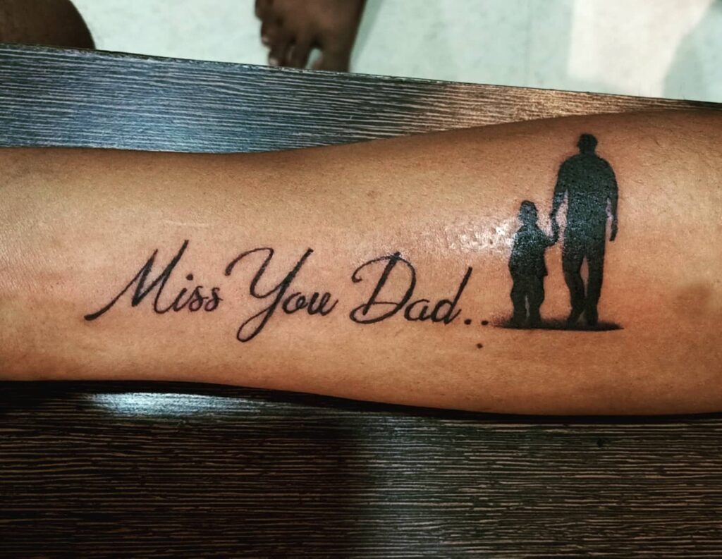 Minimalist “Dad” with Dove Tattoo Tattoo Design