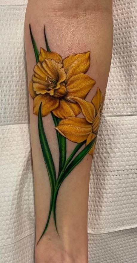 Rich Golden Daffodil Forearm Tattoo Tattoo Design