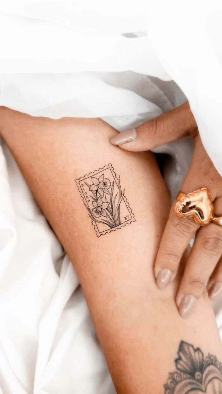 Tiny Daffodil Postage Stamp Tattoo Tattoo Design