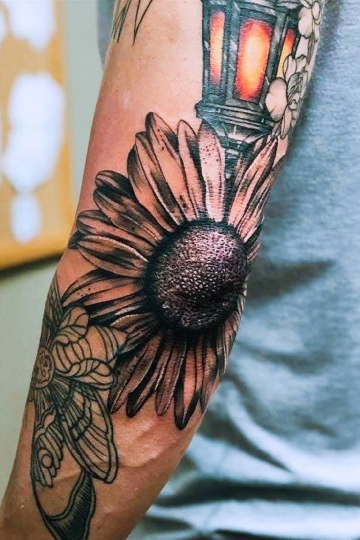 Bold Daisy Sleeve Moment Tattoo Design