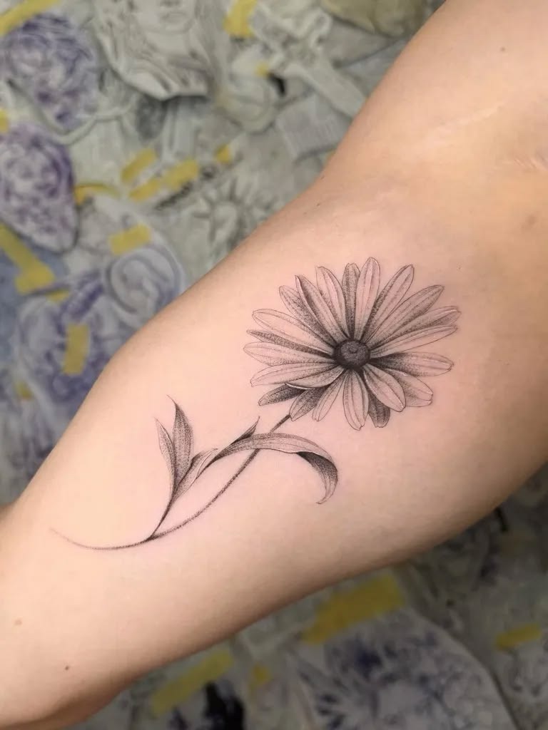 Geometric Daisy Garden Tattoo Design