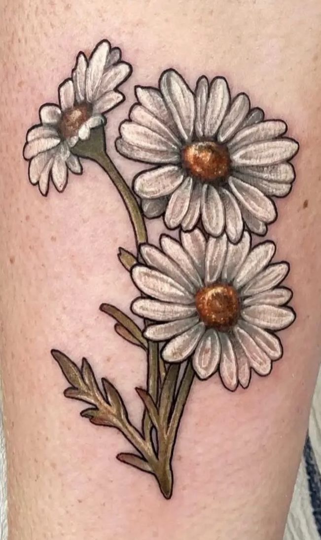Minimal Shoulder Daisy Pair Tattoo Design