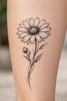 Soft Daisy With Ink Drips Tattoo Design