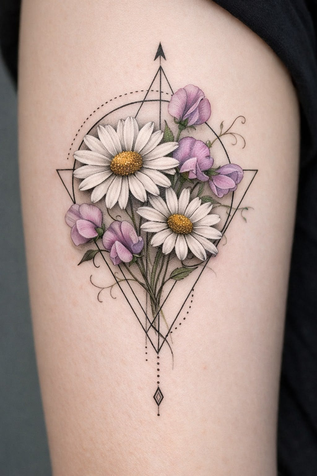 Whisper-Light Daisy Sprig Tattoo Design